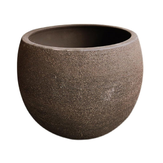 BRAGUE Large Alabaster Planter Ceramic Patio Water Tank Floor Planter Large Caliber Rough Ceramic Indoor/Outdoor Planter (Color : Brown, Size : Medium)