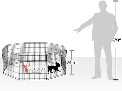 Doggy Style 8 Panel Playpen Suitable for Dogs Puppies Cats & Rabbits Foldable Ideal for Indoor/Outdoor use Puppy Play Pen (Small, 8 Panel Light/Lge Door/Black)