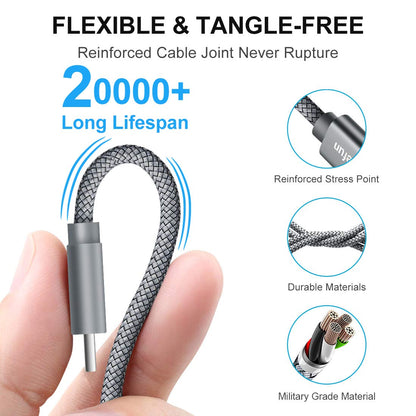 CLEEFUN USB C Cable, USB to USB C Cable, [5 Pack, 3/3/6/6/10 ft] Type C Charger Cable Fast Charging for iPhone 17 16 15 Pro Max Plus Air, for Samsung Galaxy S25 S24 S23 S22 S21 S20 S10 A17 A16 A15