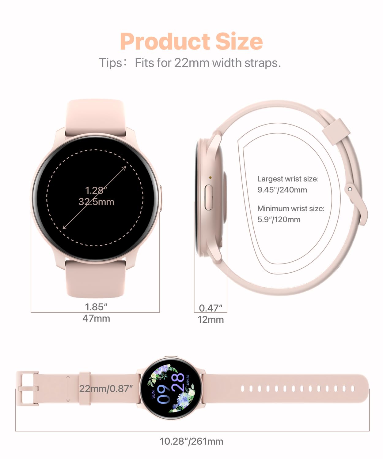 JeeJTek Smart Watch, HD Smartwatch for Men Women (Answer/Make Calls), Fitness Watch with 100+ Sport Modes, IP68 Waterproof/Heart Rate/Sleep Monitor, Activity Trackers for iOS/Android