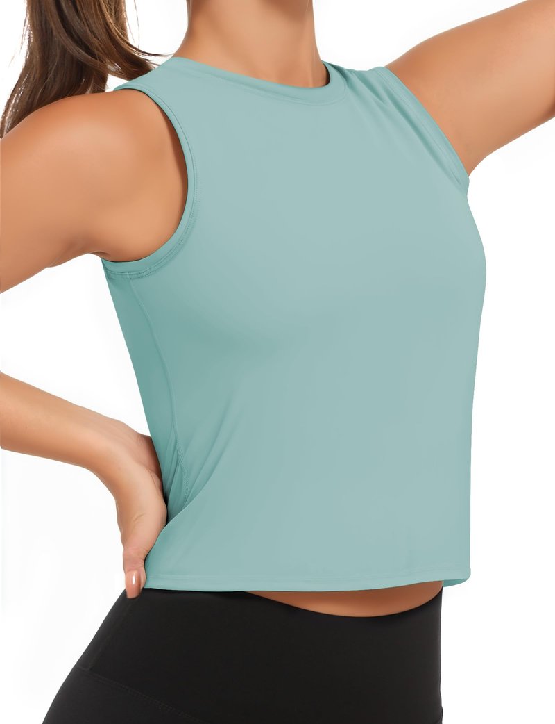 Ice Silk Workout Tank Tops for Women Gym Womens Athletic Tops Loose Fit Running Tank Sleeveless Cool Sun Protection (Green, Medium)