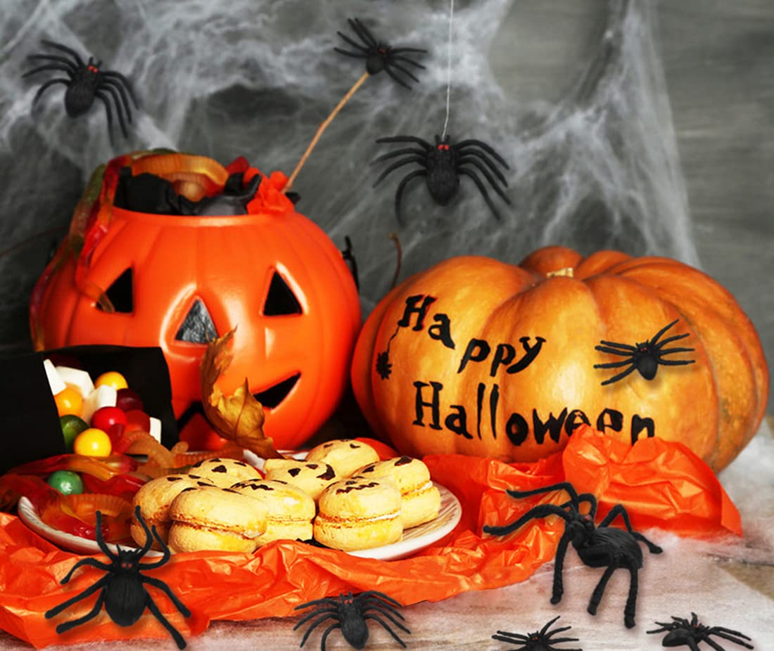 kockuu 46pcs Realistic Plastic Spider Toys Fake Spider Prank Prop Joke Spiders and Spider Rings for Halloween Party Decorations Gift Party Favors Trick Toys Kids Toddlers April Fool's Day Prank Gifts