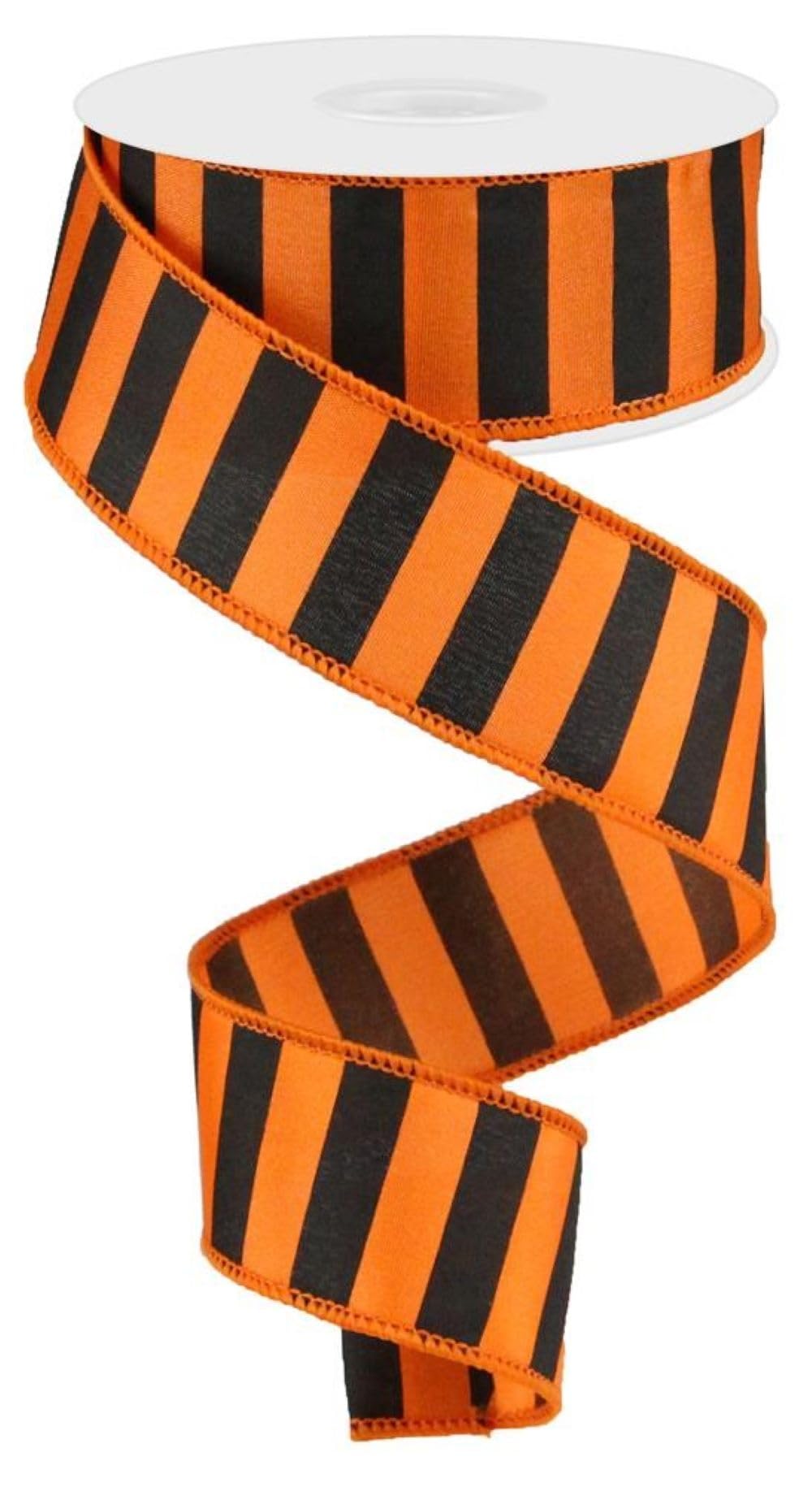 Halloween Striped Wired Edge Ribbon - 1 1/2" x 10 Yards, Orange & Black Stripes, Decorations, Swag, Presents, Gift Bow, Fall Decor, Autumn Wreath, Thanksgiving, Easter