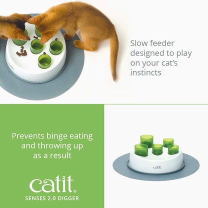 Catit Senses 2.0 Digger Interactive Slow Feeder - Turn Mealtime into Play Time