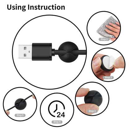 Flezoo Cord Holder Cable Clips, 12PCS Black Adhesive Cord Organizer Charger Holder Wire Management Keeper for Nightstand, Desk, Office or Mouse