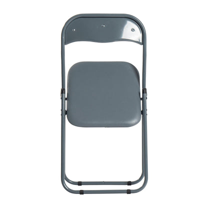 Harbour Housewares Padded Folding Chair - Solid Grey - Pack of 1 - Easy Store Metal Frame Foldable Desk Chair for Office, Dining, Kitchen