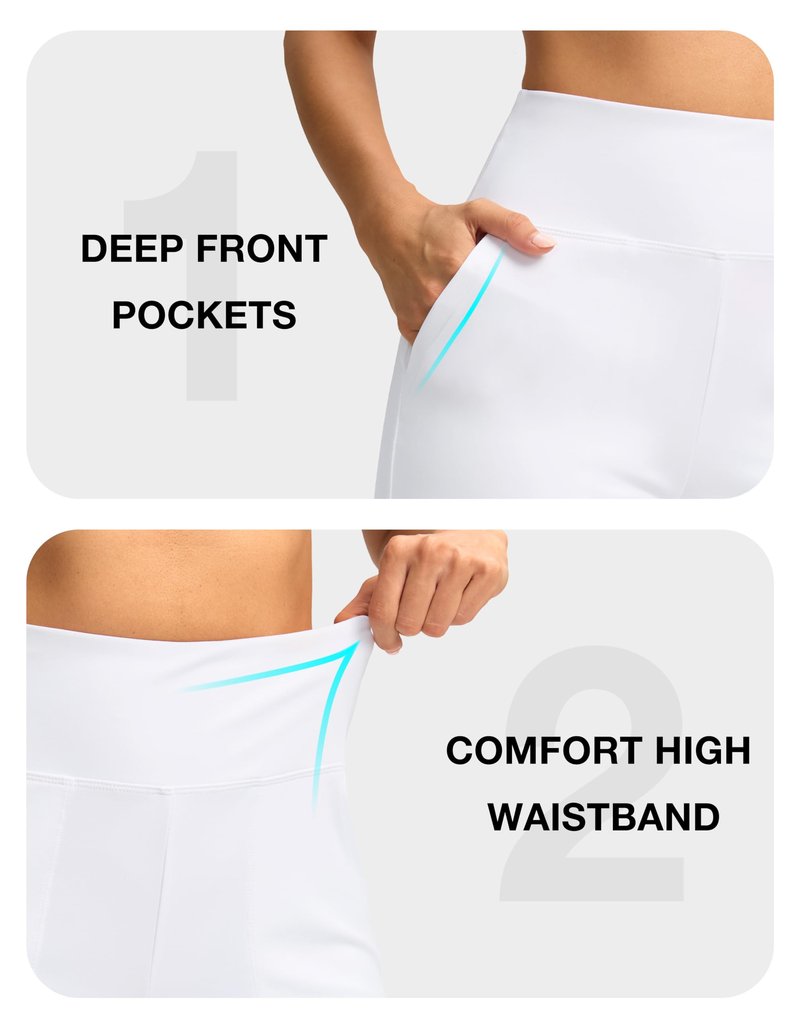 G Gradual Women's 10" Bermuda Shorts Knee Length with Pockets High Waisted Athletic Long Shorts for Casual Walking Running Yoga (White, XL)