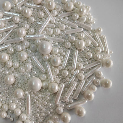 Edible White Pearl Sugar Sprinkles Candy Mix Size Baking Edible Cake Decorations Cupcake Toppers Cookie Decorating Wedding Party Valentine Halloween Christmas Supplies 85g/3oz