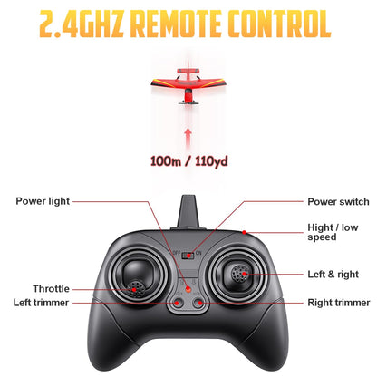 HAWK'S WORK 2 Channel RC Airplane, RC Glider Ready to Fly, 2.4GHz Remote Control Cessna, Easy to Fly RC Toy for Kids & Beginners (Red)