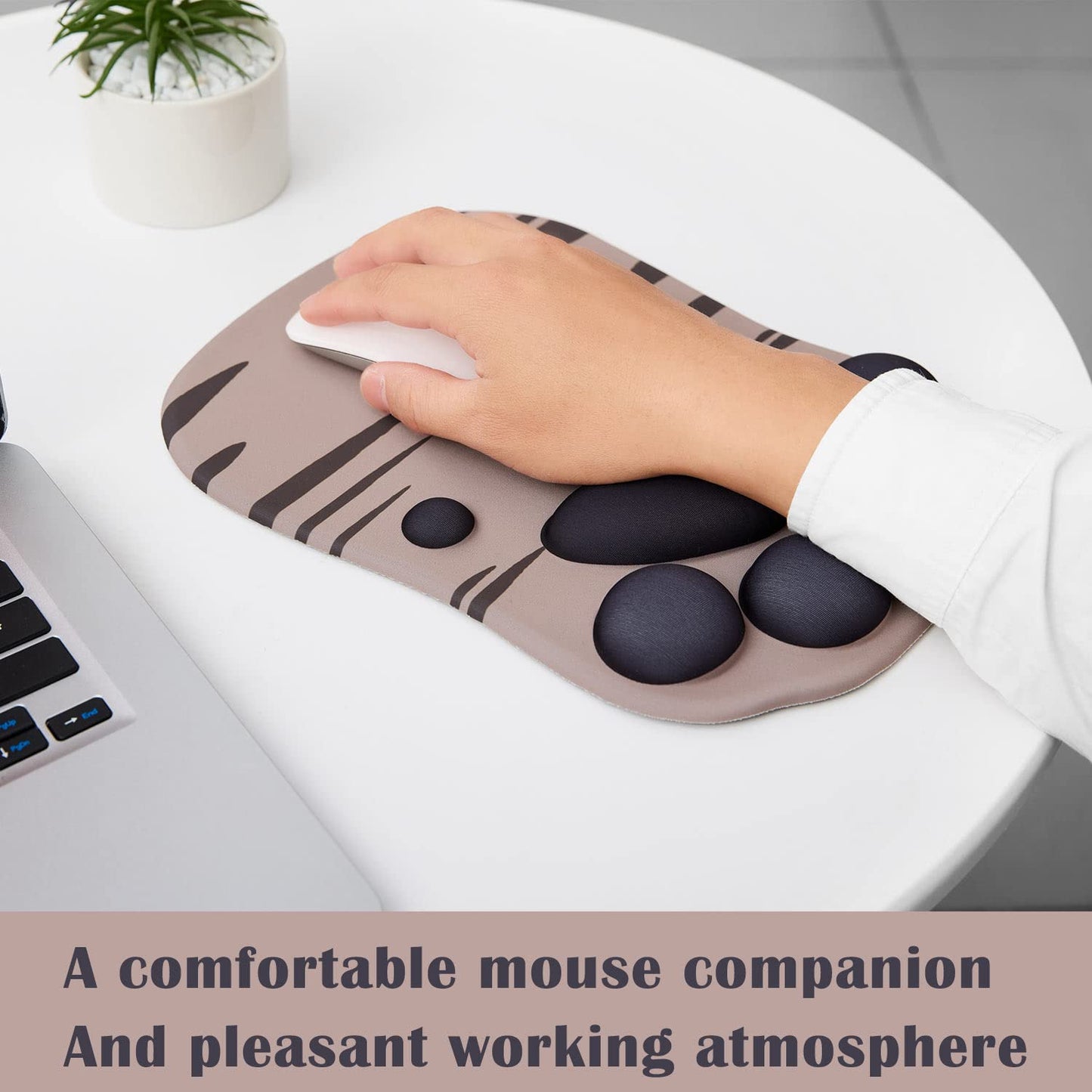 DOBAOJIA Mouse Pad Cat Paw, Ergonomic Mouse Pad, Mouse Mat with Wrist Support, Silicone Gel Mouse Pad, Cute Mouse Pad, Kawaii Mouse Pad, for Home/Office/Gaming, Mouse Mat Grey & Black