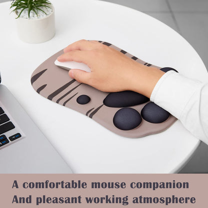 DOBAOJIA Mouse Pad Cat Paw, Ergonomic Mouse Pad, Mouse Mat with Wrist Support, Silicone Gel Mouse Pad, Cute Mouse Pad, Kawaii Mouse Pad, for Home/Office/Gaming, Mouse Mat Grey & Black