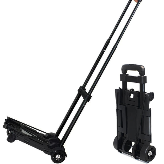 Folding Luggage Cart with Expandable Chassis,2 Wheels Folding Hand Truck Dolly,Collapsible Light Duty Dolly for Moving Shopping Travel Office Use,50lbs(Black)