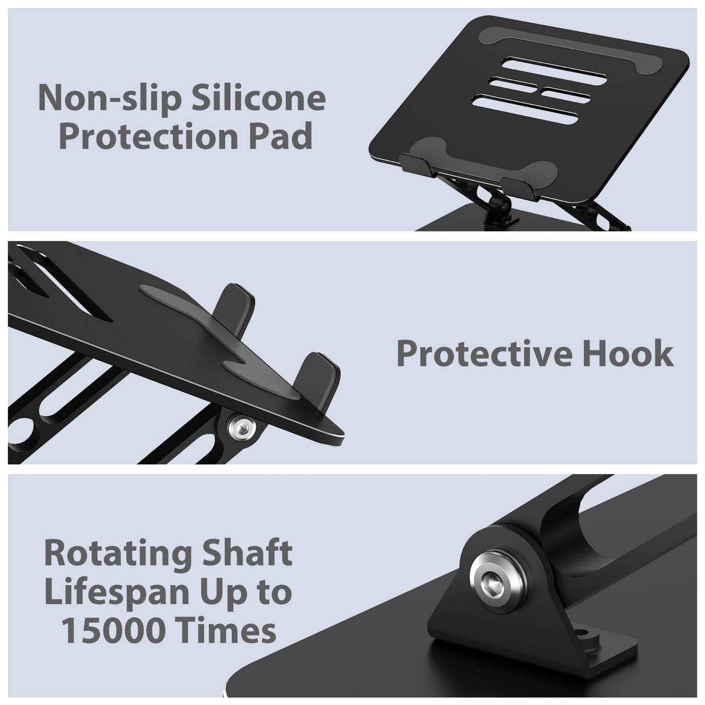 Nayka Adjustable Laptop Stand for Desk, Metal Foldable Laptop Riser, Portable Laptop Holder Desktop Book Stands, Ventilated Cooling Computer Notebook Stand Compatible with 10-15.6” Laptops