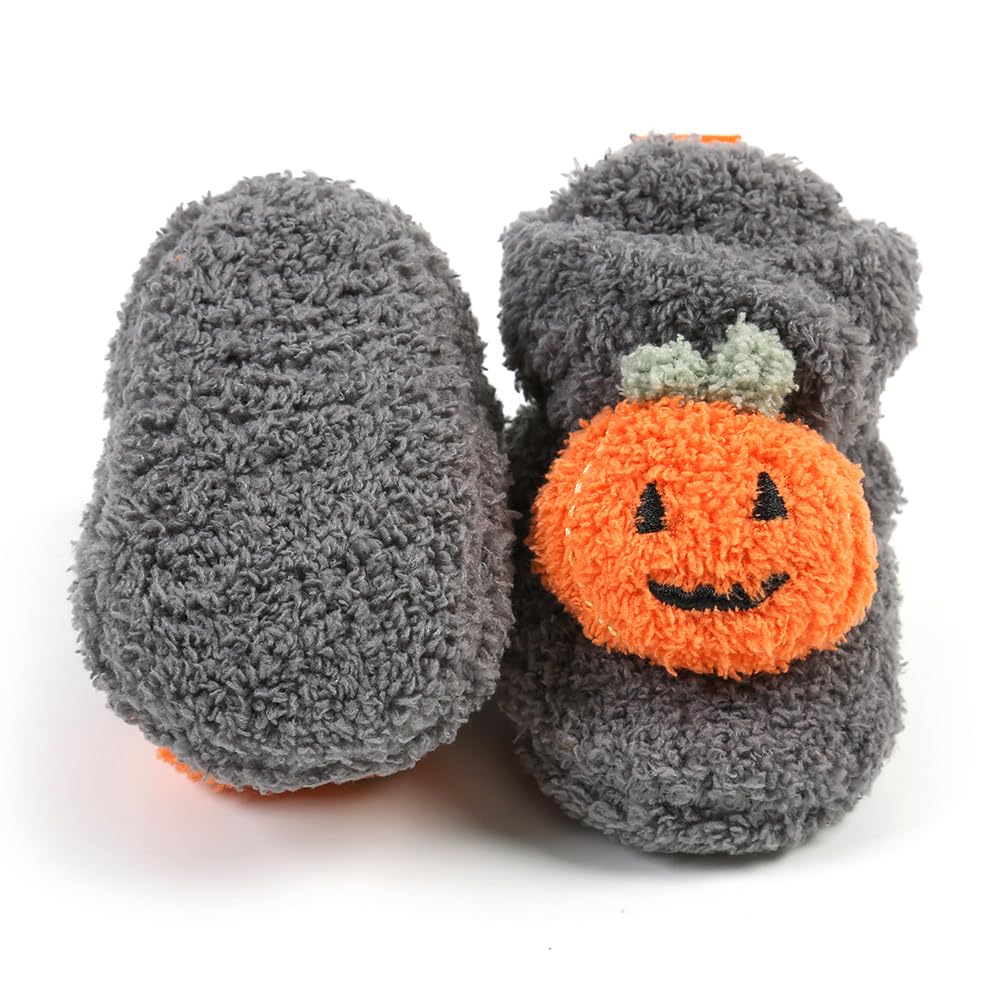 GDSDYM Baby Booties Cozy Christams Slippers Soft Baby Halloween Pumpkin Shoes Winter Warm Infant Newborn Crib Sock Shoes First Walkers