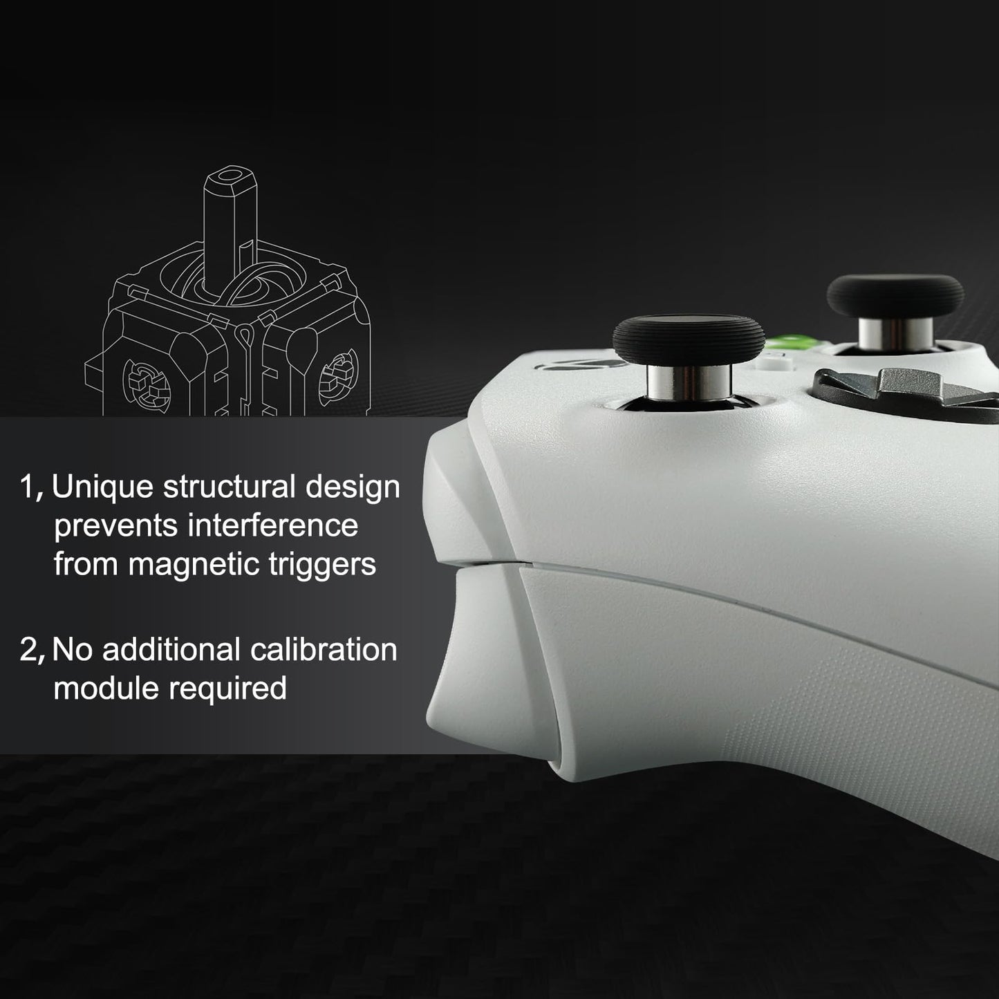 AKNES GuliKit TMR Electromagnetic Joysticks Replacement for Switch Pro Controller, Thumbstick Grips for Switch Pro Controller, Thumbstick Caps Included