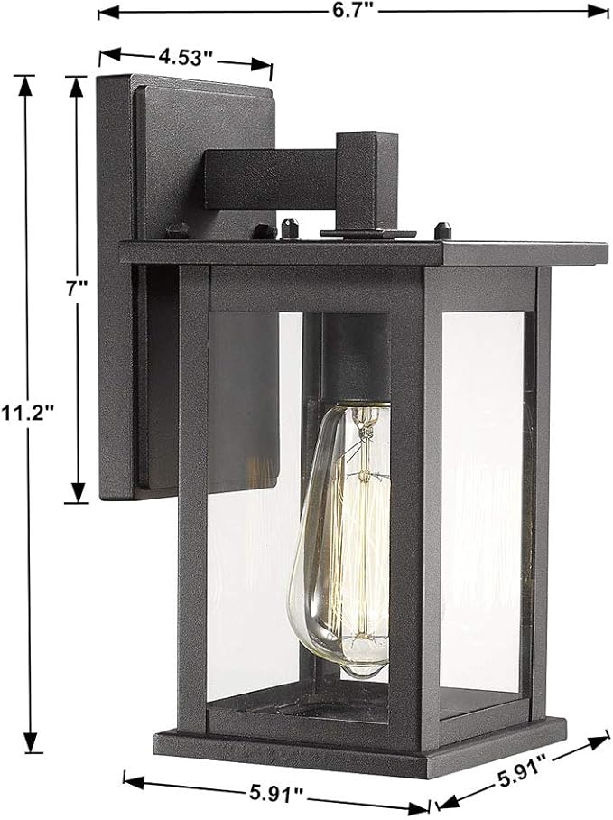 Bestshared Outdoor Wall Scone, Outdoor Wall Mounted Light Indoor Single Light, Outdoor Wall Lighting Fixture, Exterior Wall Lantern with Clear Glass