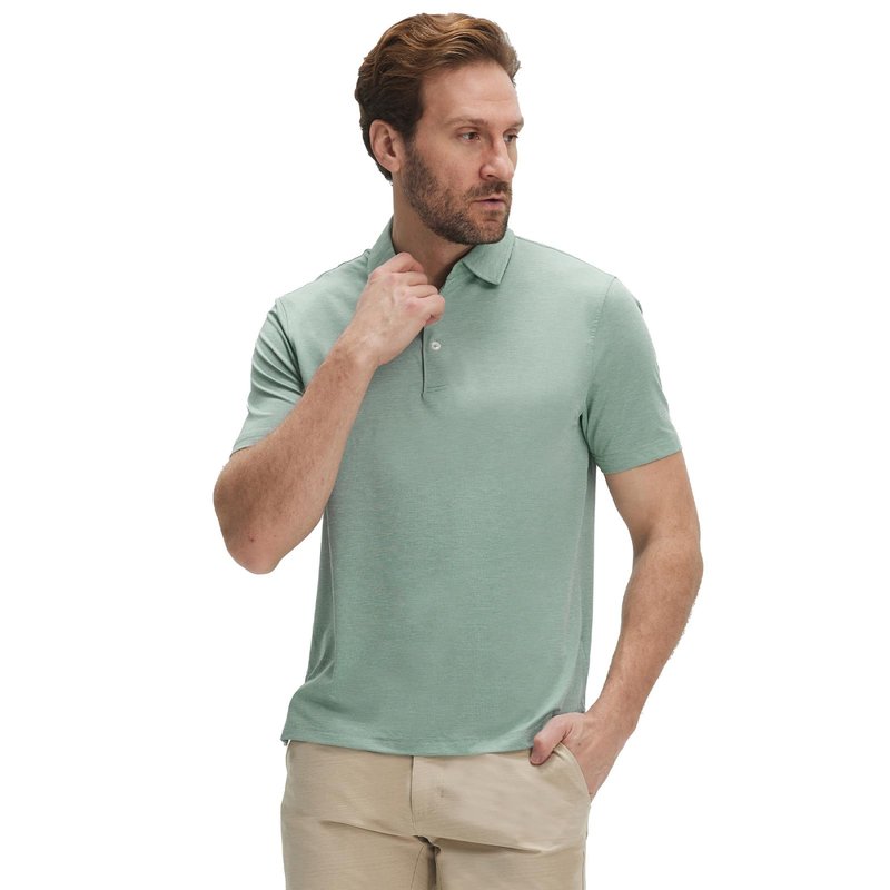 M MAELREG Mens Polo Shirt Comfortable Performance for Sports Casual UPF 30+ Sun Protection Mens Polo Shirts Short Sleeve Grey Green