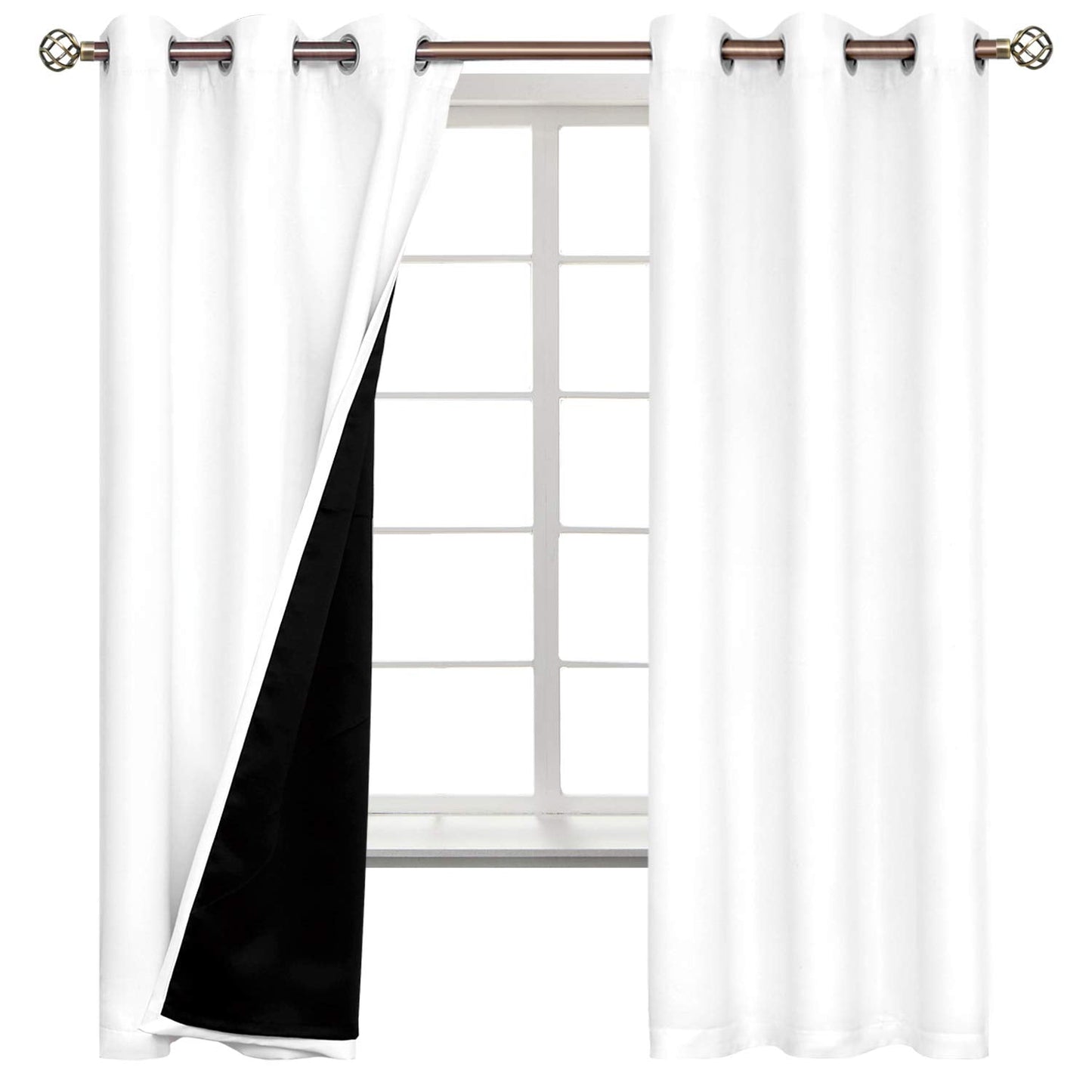 BGment White Blackout Curtains 63 Inch Long - Black Out Curtains for Bedroom Thermal Insulated Grommet Total Room Darkening Window Drapes for Summer Heat Blocking, 2 Panels, 42 x 63 Inch