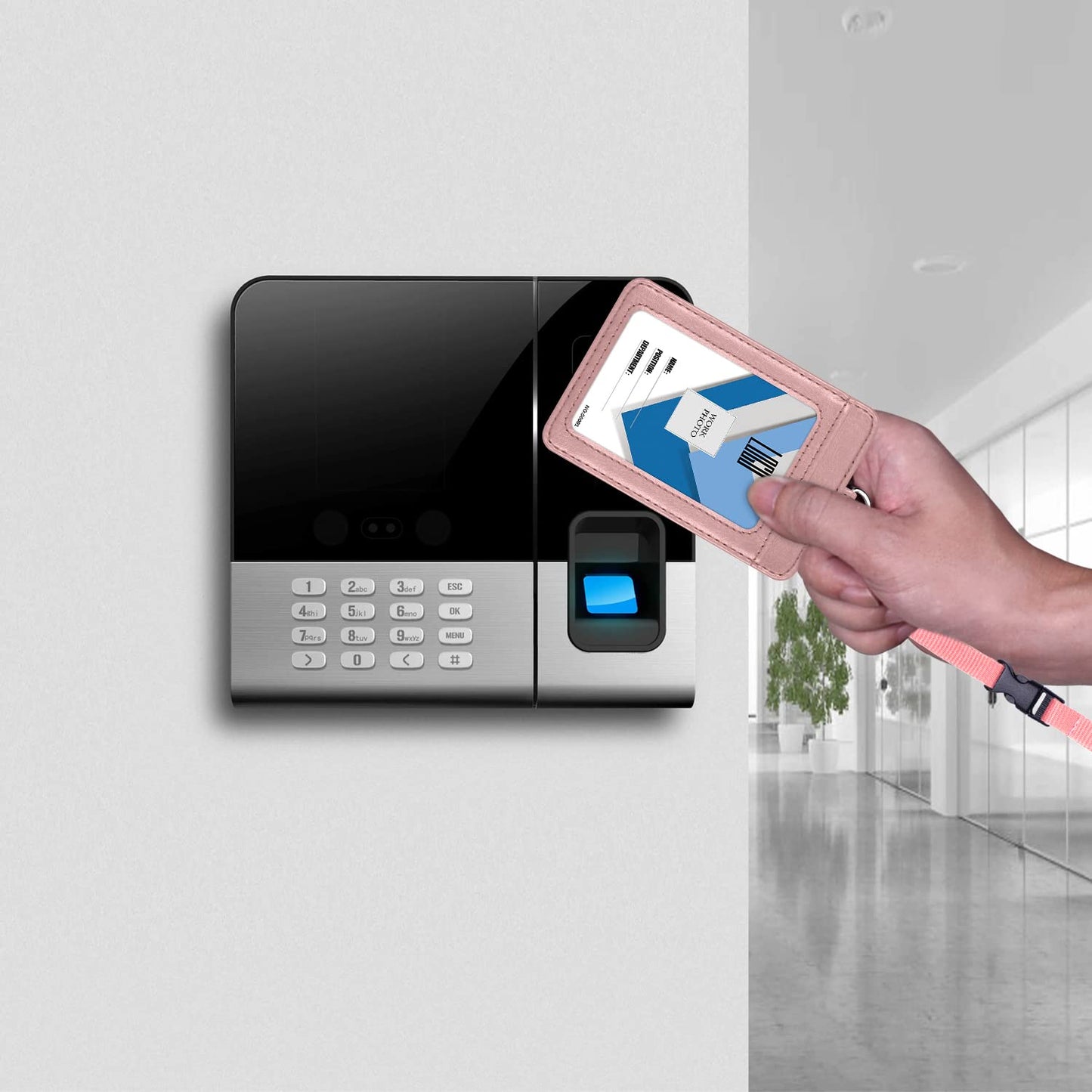 Badge Holder, Wisdompro 2-Sided PU Leather ID Badge Card Holder Wallet Case with 1 Clear ID Window and 1 Credit Card Slot and 22 Inch Quick Rlease Detachable Neck Lanyard Strap-Rose Gold (Vertical)