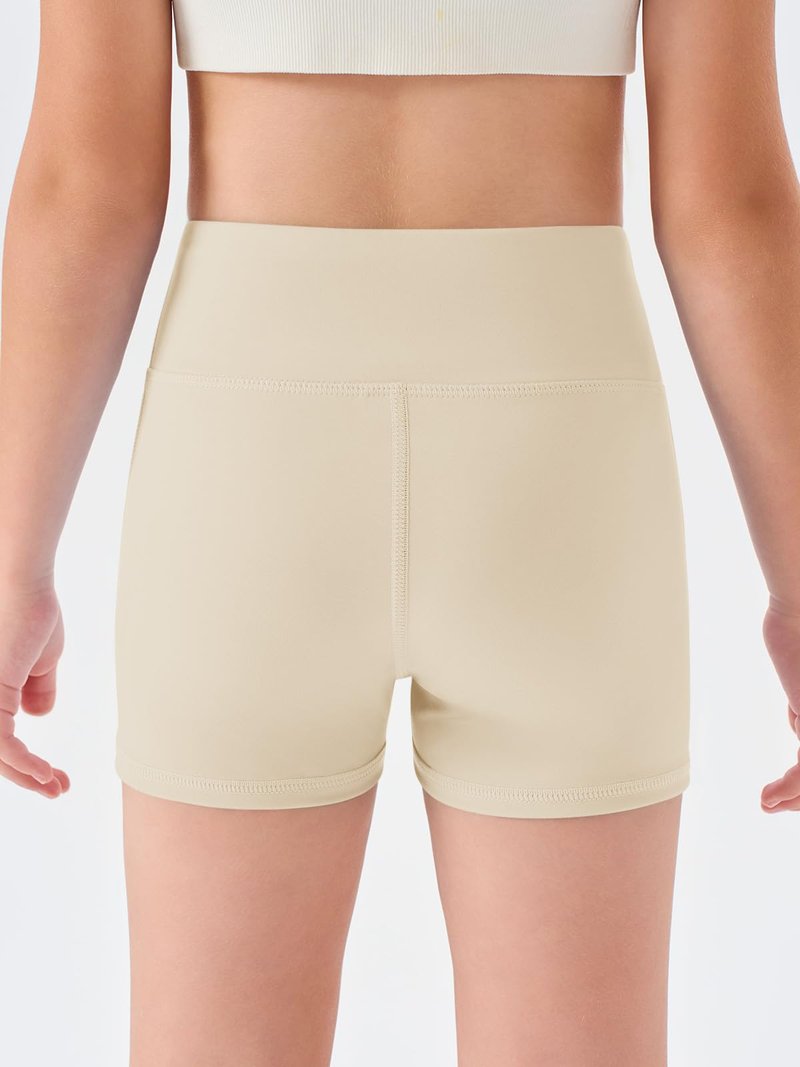 Haloumoning Girls Athletic Shorts Kids High Waisted Yoga Dance Biker Shorts Comfy Gymnastics Shorts 5-14Y Nude