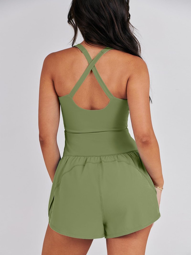 Caracilia Women's Workout Athletic Romper Summer Sets Short Jumpsuits Onesie Running Outfits Exercise Gym 2026 Trendy Clothes