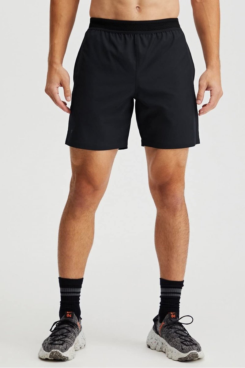 Fabletics Men's The Fundamental Short, Workout, Running, Training, Gym, Yoga, Ultra Lightweight, Athletic, 9" Inseam, L, Black