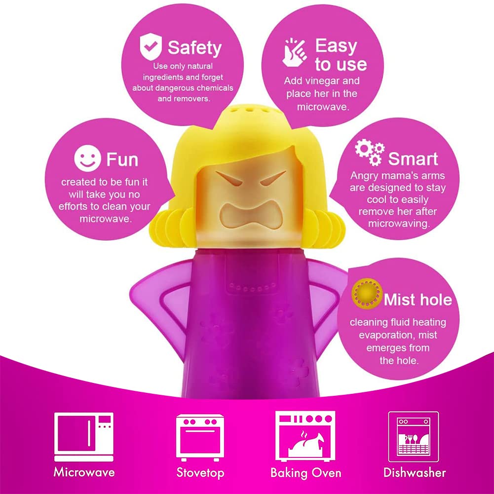 Abnaok Microwave Cleaner Angry Mom with Fridge Odor Absorber Cool Mom(2pcs)