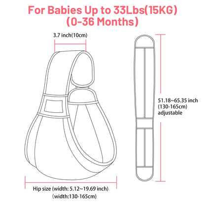 Mumgaroo Baby Sling, Adjustable Toddler Carrier Sling, Breathable Baby Sling Carrier with Thick Shoulder Straps for Newborn, Infant, Toddler, 0-36 Months (Black)