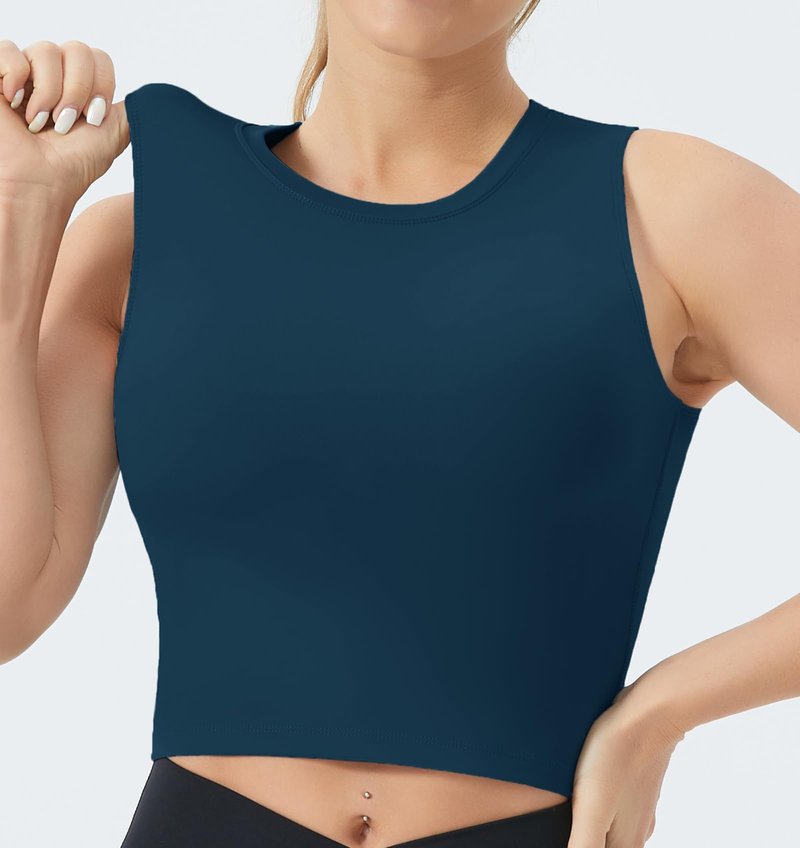 THE GYM PEOPLE Women's Medium Support Sports Bra Removable Padded Sleeveless Workout Crop Tops