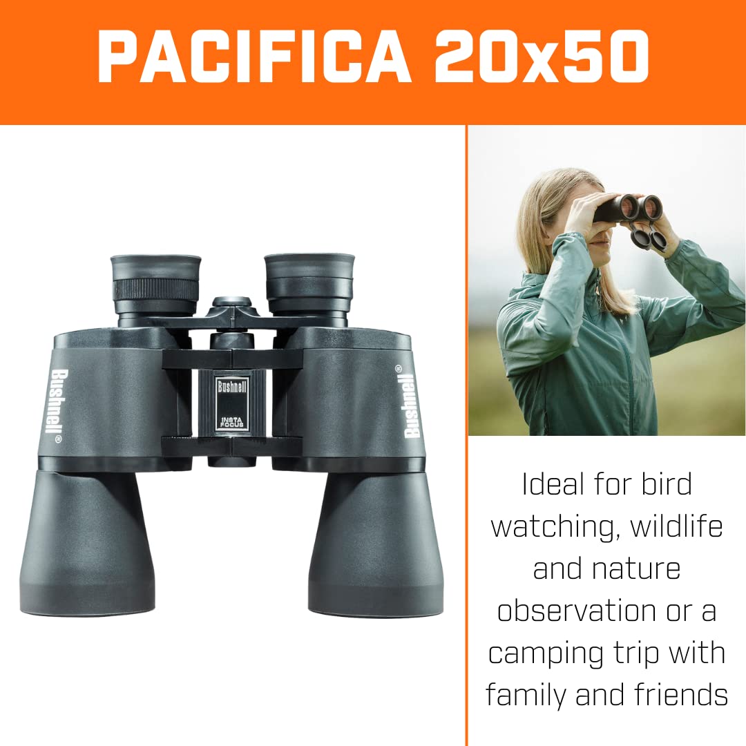 Bushnell Pacifica 20x 50mm Super High-Powered Porro Prism Binoculars, Black