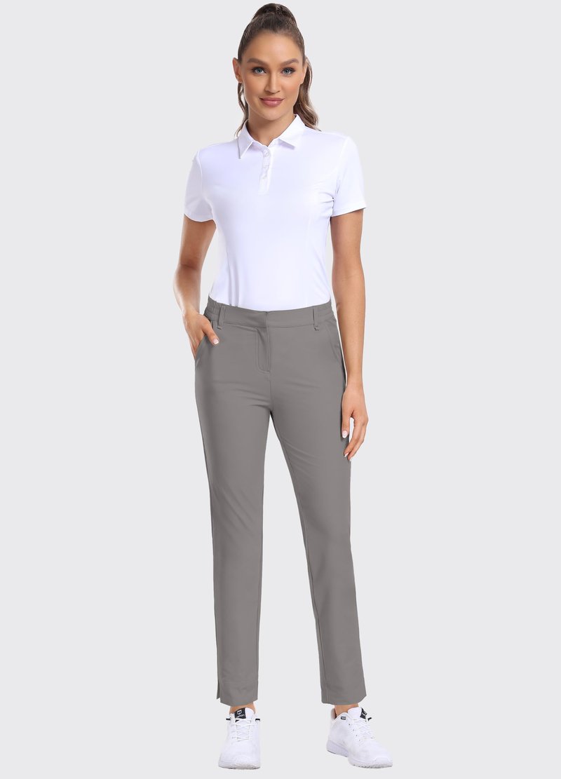 Hiverlay Womens Golf Pants Stretch Work Ankle Pants with Pockets Quick Dry Straight Business Casual Hiking Pants Gray-l