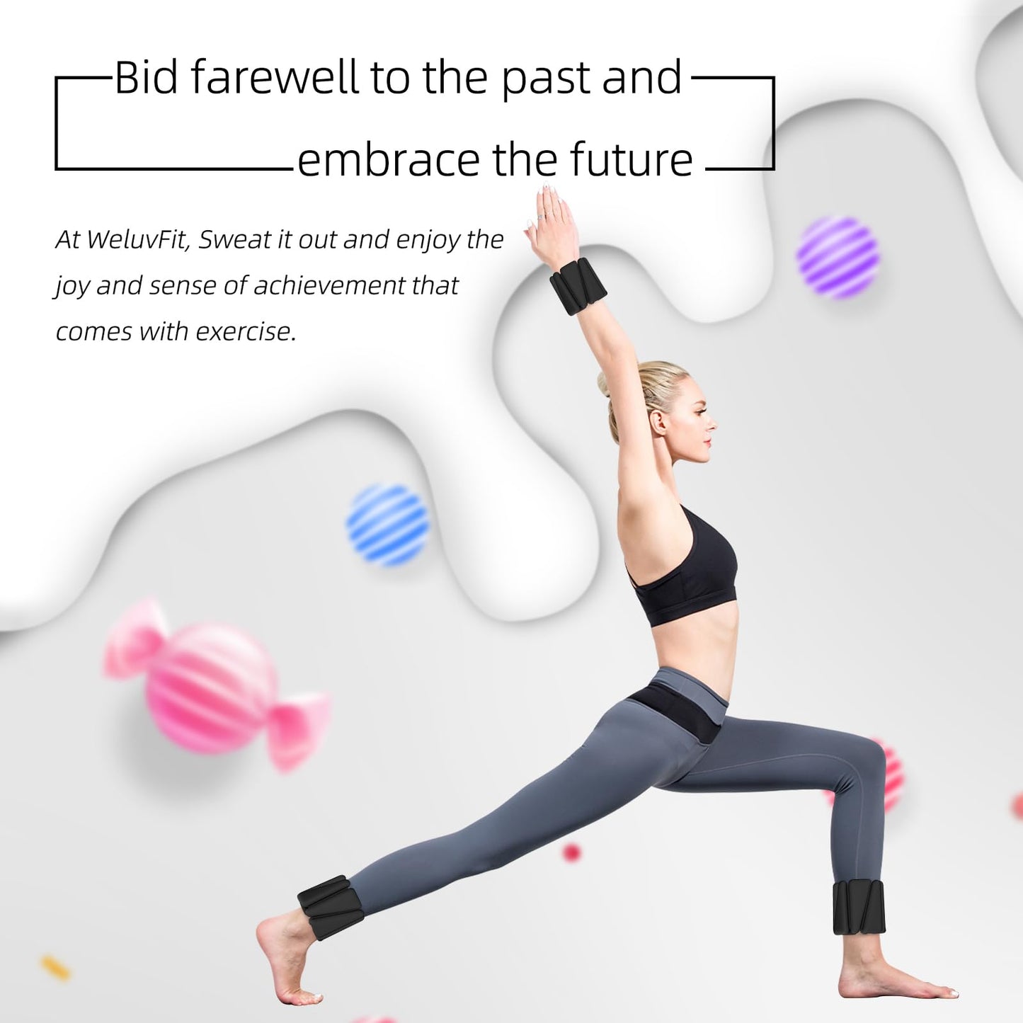 Adjustable Wearable Pilates Wrist & Ankle Weights For Women & Men | Arm & Leg Weights Silicone Wrist Bangles For Home Gym Workout, Travel, Yoga, Barre, Strength Training-Set Of 2 Weights (1lb Each)