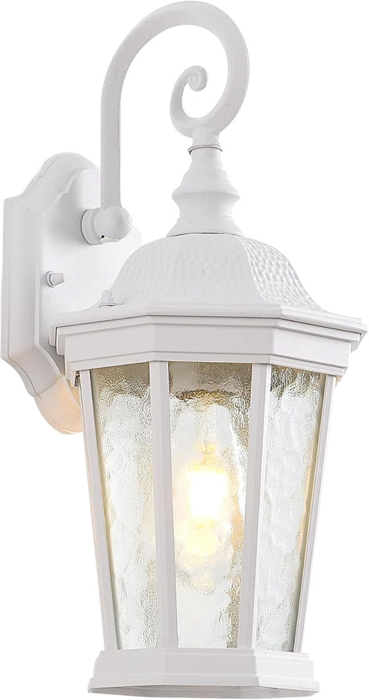 Outdoor Wall Lantern, Waterproof Exterior Wall Light Fixtures, Outdoor Porch Light Fixtures Wall Mount in White Finish with Clear Glass, Aluminum Alloy, 60W