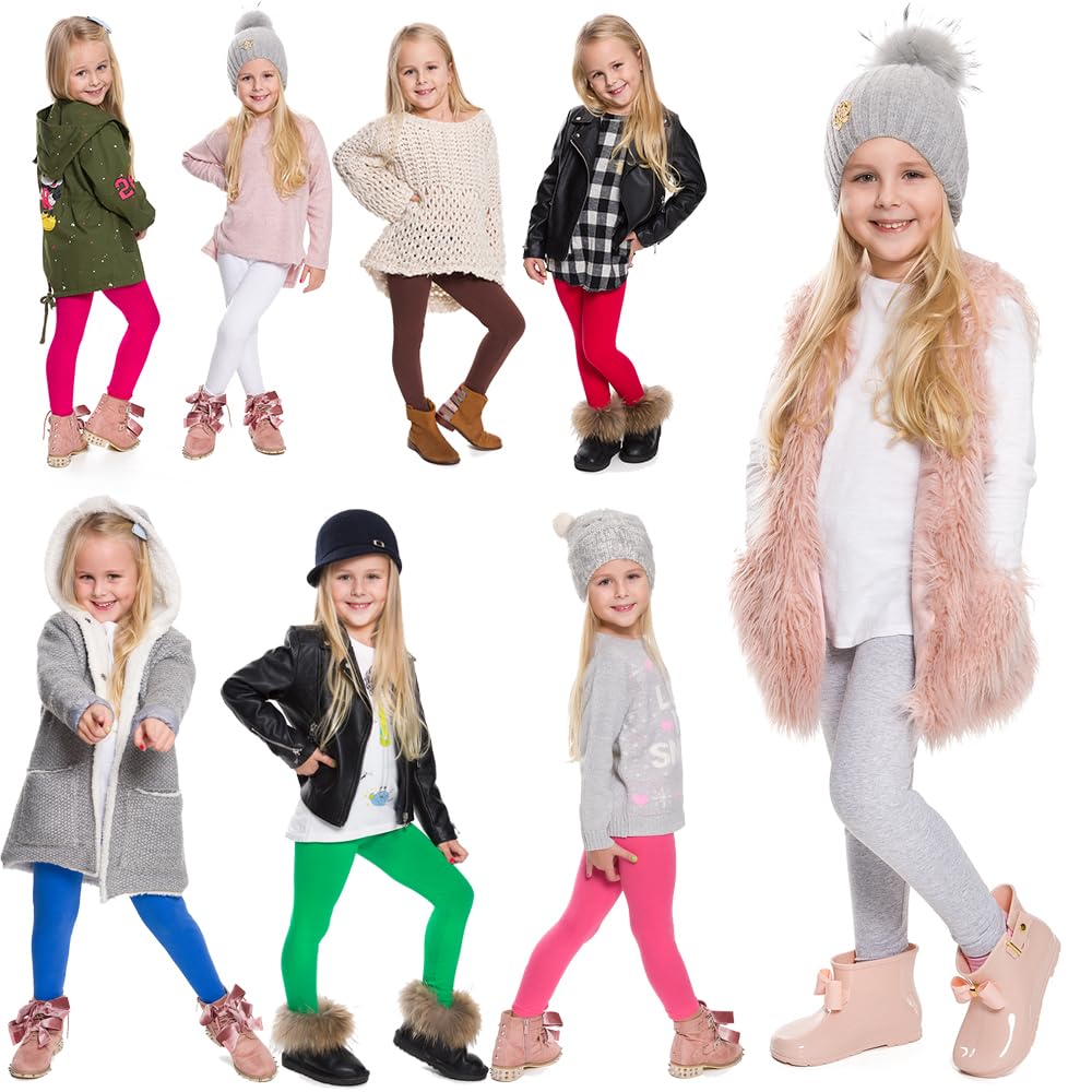 hi!mom Girls Kids Winter Leggings Cotton Winter Warm Leggings Full Length Children's Trousers Thermal Material Kids Leggings Thermal Breathable Kids Leggings Size 1-13 Years