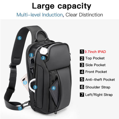BANGE Sling Bag, Waterproof Men's Chest Bag Shoulder bags Crossbody Sling Backpack for Men Sling Backpacks