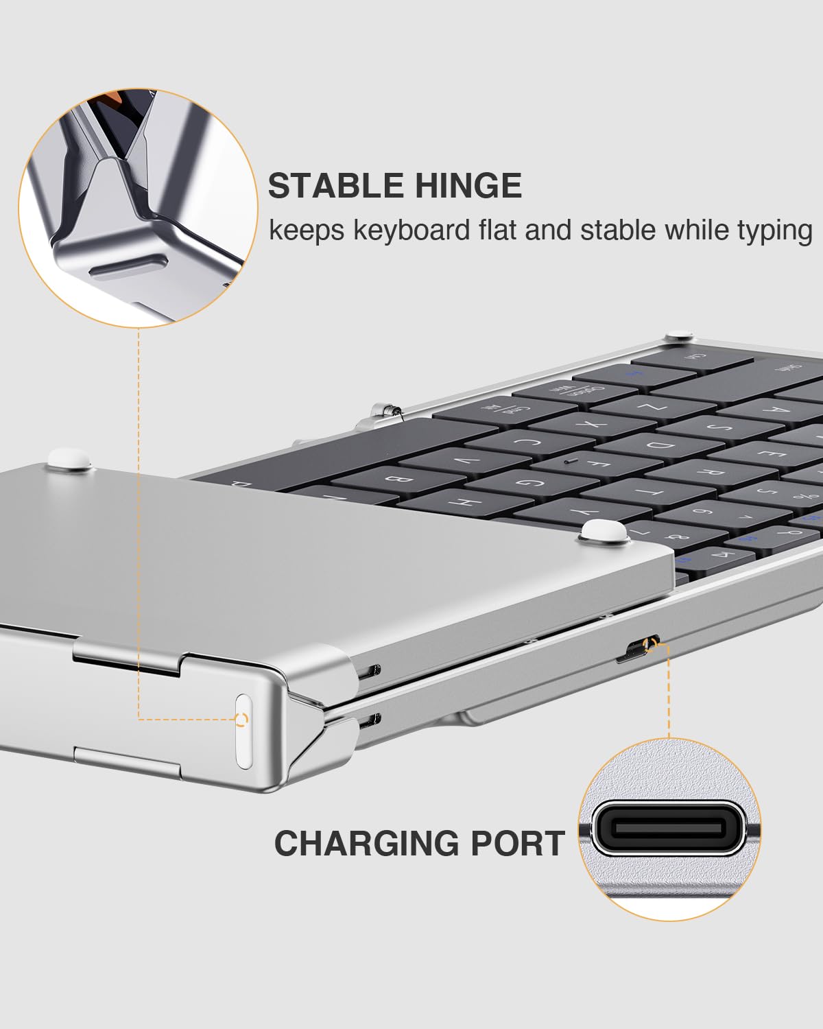 ProtoArc Foldable Bluetooth Keyboard, XK01 Folding Wireless Portable Keyboard with Numeric Keypad, Full-Size Travel Keyboards for iPad Tablet Smartphone Laptop PC Windows iOS Android, Black