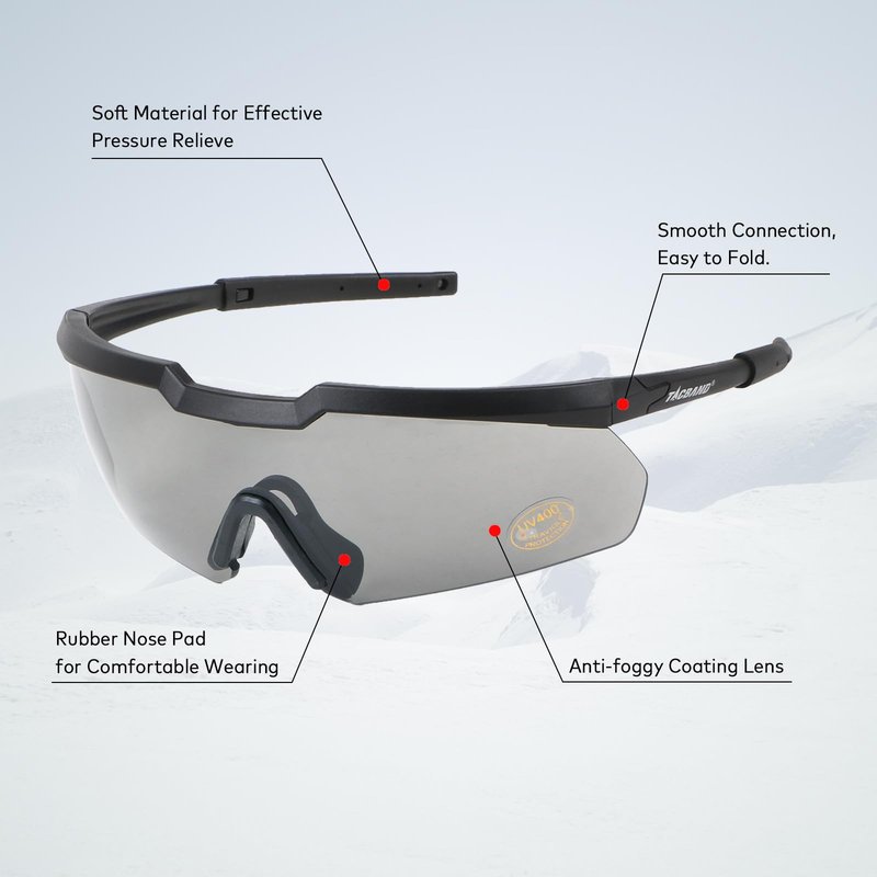 TACBAND Hunting & Shooting Safety Glasses, Eye Protection for Gun Range, Anti-Fog UV Clear Safety Glasses with Flexible Frame