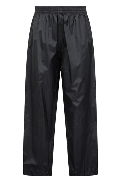Mountain Warehouse Pakka Kids Waterproof Over Trousers - Taped Seams Rain Pants, Lightweight, Rip-Stop, Packaway Bag - for Autumn Winter, Walking, Travelling Black Kids Size 11-12 Years