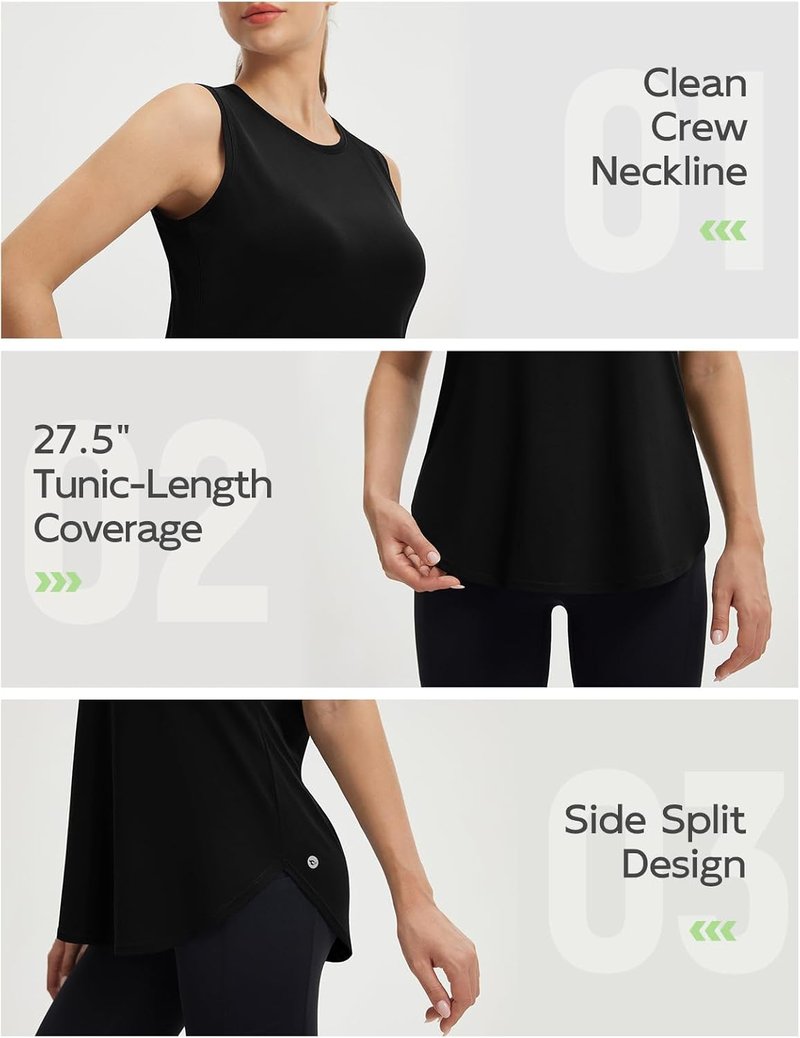 Baleaf Women's Sleeveless Workout Tank Tops - Lightweight UPF50+ Athletic Yoga & Running Shirts | Soft Loose Fit