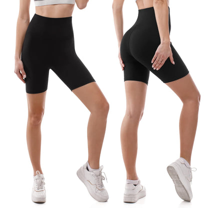 SINOPHANT High Waisted Women Biker Shorts - 6” Buttery Soft Elastic Tummy Control Shorts for Gym, Yoga, Workout(S-M,Orange)