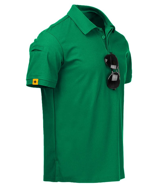 ZITY Mens Polo Shirt Short Sleeve Sports Tactical T-Shirt Athletic Golf Polos Daily Casual Stylish Collared Shirts for Men Viridian Large