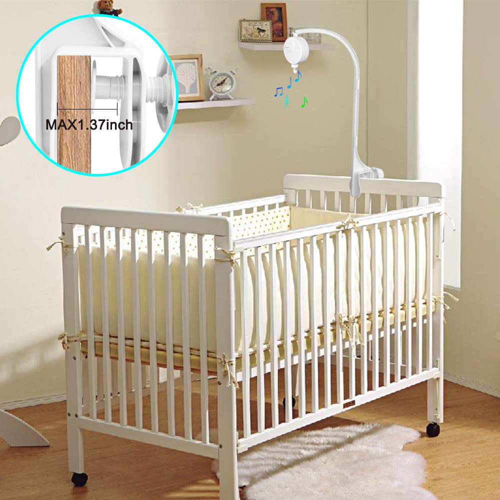 AIFUDA 25 Inch Baby Cot Mobile, Musical Cot Mobile for Babies Infant Crib Mobile for Nursery Decor Bed Bell Holder with Rotating Music Box