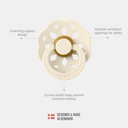 BIBS Pacifiers - Boheme Collection | BPA-Free Baby Pacifier | Made in Denmark | Set of 2 Blossom/Dusky Lilac Color Premium Soothers | Size 0-6 Months