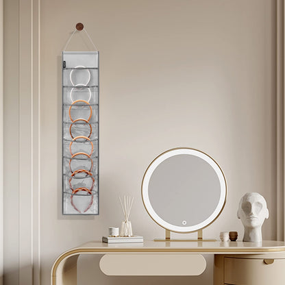 ANZORG Wall Hanging Headband Organizer Ribbon Hair Hoops Storage Hairbands Hair Accessory Holder with Clear Pockets (GREY-8 POCKETS-2 Pack)