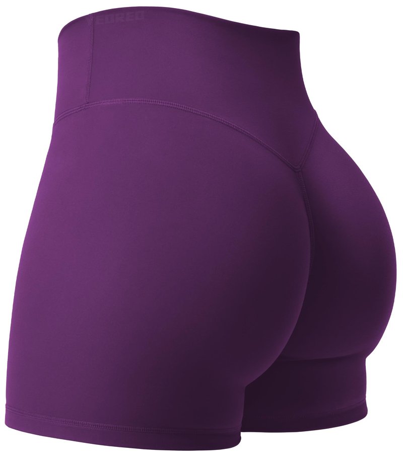 YEOREO Women's Biker Shorts 3.6" / 4.5" / 6" Workout Gym Shorts High Waist Tummy Control Hidden Scrunch Running Yoga Grape Purple
