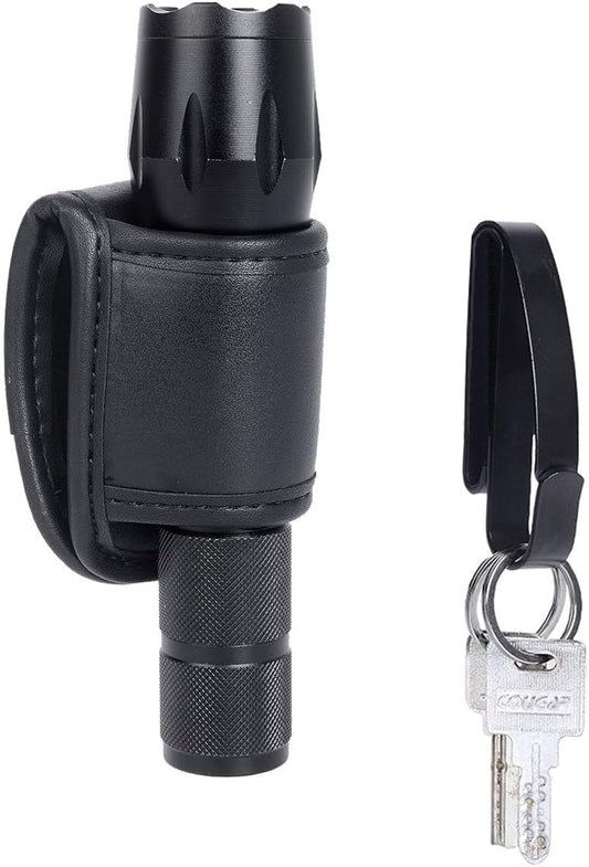 Tactical Key Ring Holder - Open Top Compact Light Holder for Police | Flashlight Holster Duty Belt Clip