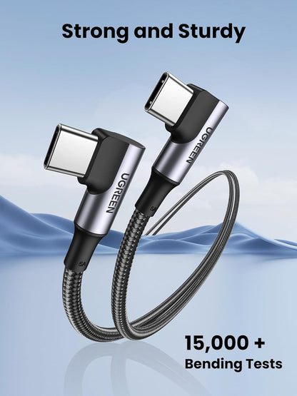 UGREEN 100W USB C to USB C Cable, 90 Degree Type C Cable for iPhone 17/17 Plus/17 Pro/17 Pro Max/16, MacBook Pro 2022, iPad Pro 2022, Samsung Galaxy S25/S24/Z Fold, Google Pixel, Switch,10FT