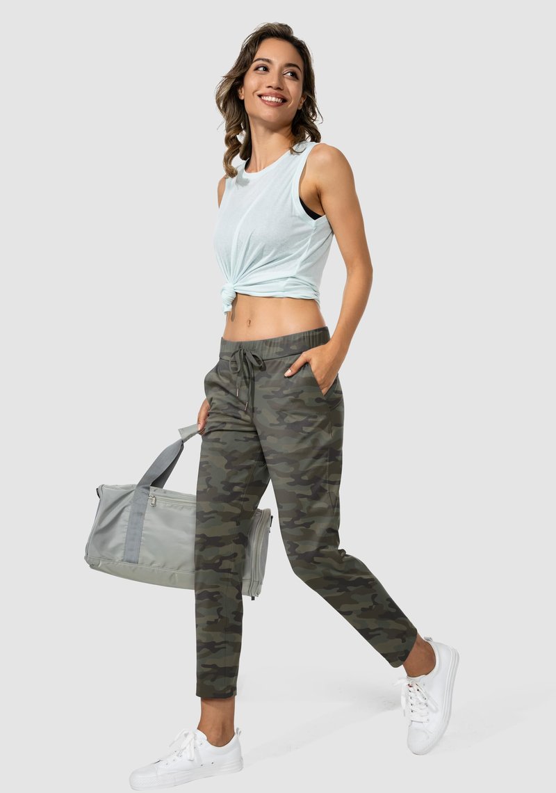 G Gradual Women's Pants with Deep Pockets 7/8 Stretch Sweatpants for Women Athletic, Golf, Lounge, Work (Green Camo, Small)