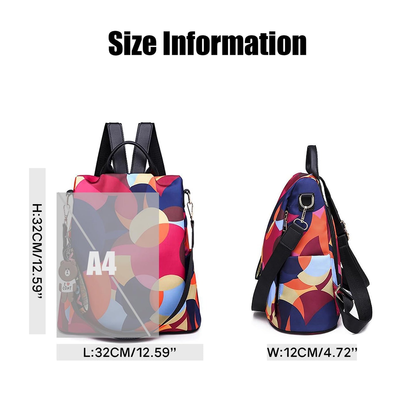 Ray-Velocity Anti Theft Women Backpack Waterproof Fashion Backpack Shoulder Bag for Lady Girl Dailyuse Travel Work School(Colorful)