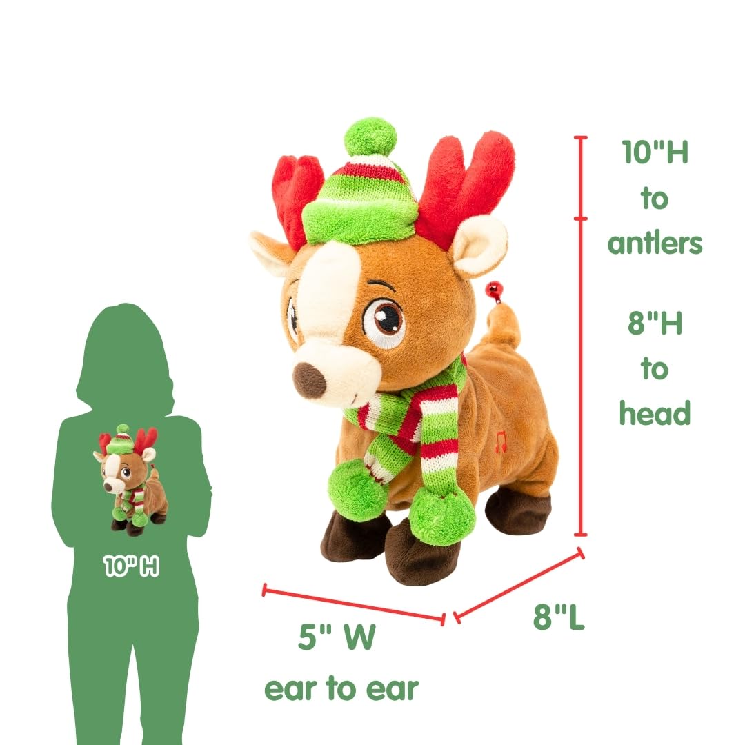 Cuddle Barn | Tooty Rudy - Farting Reindeer Toy | Christmas Plush Walks, Shakes Tail, Makes Fart Noises - Sings We Wish You a Smelly Christmas | White Elephant Gift for Adults, Teens, Kids - 10 Inches